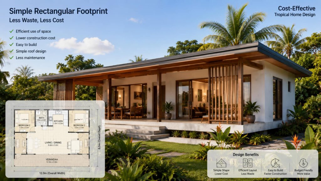 Simple rectangular footprint - less waste, less cost
