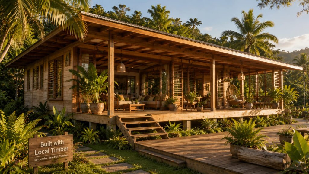 Local timber over imported materials